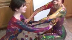 Tattooed Redheads Indigo And Lavender Get Erotic With Paint