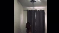 Provocative Tattooed Pole Dancing Teen Shaking Her Ass-Hole In Barely Anything