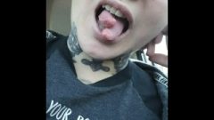 Split Tongue Tricks And Naked In Public. Tattooed Milf