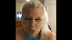 Secy Blonde Tattooed Milf Puts Suprise In Her Pussy