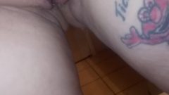 Tattooed Woman Pissing In The Shower Again