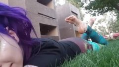 Purple Hair Goth Girl Feet Oil Rub