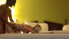 Little Hungry Tattooed Blond Receives Big Black Cock Dread Head Doggy Style