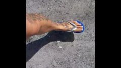 Silver Flip Flops Tatted Seductive Summer Feet Walking