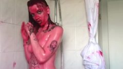 Tatted Slut In Shower