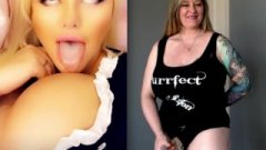 Huge Breasts Tatted Vixen Futanari Wanks Off To French Maid With Huge Breasts