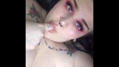 Tatted Goth Whore Quietly Touches Herself