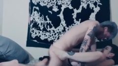 Inked Girlfriend Deep-Throats And Receives Ruined While Housemates Are In