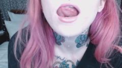 Pink Haired Slut Holds Mouth Wide Open For You ;)